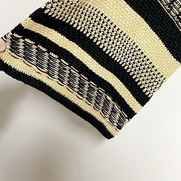 Polo Ralph Lauren Women's Linen blend Stripe Knit Sweater Black/Beige Sz L - Picture 6 of 7